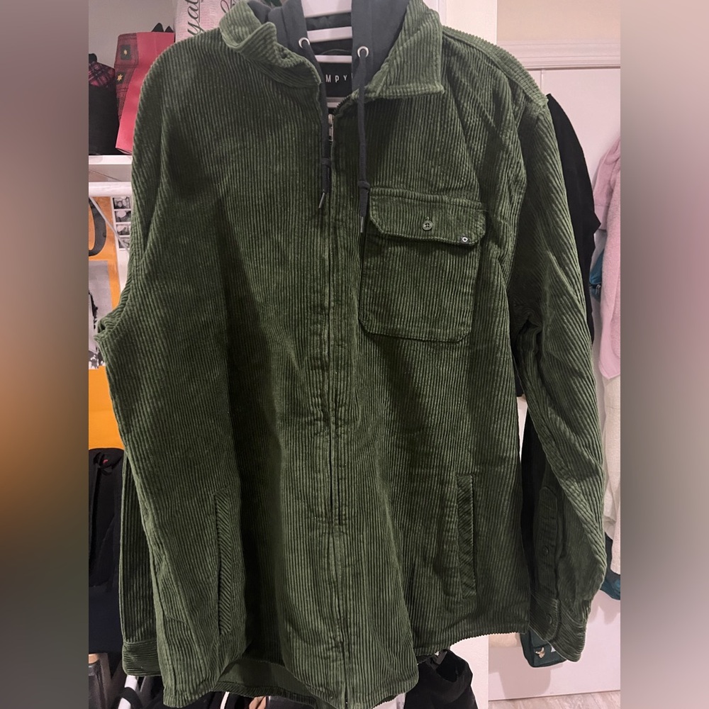 Empyre dark Green Lightweight Shirt Jacket with Collared Design